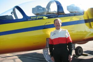 Former Shuttle Commander, Hoot Gibson in front of his Jet at the Reno Air Races