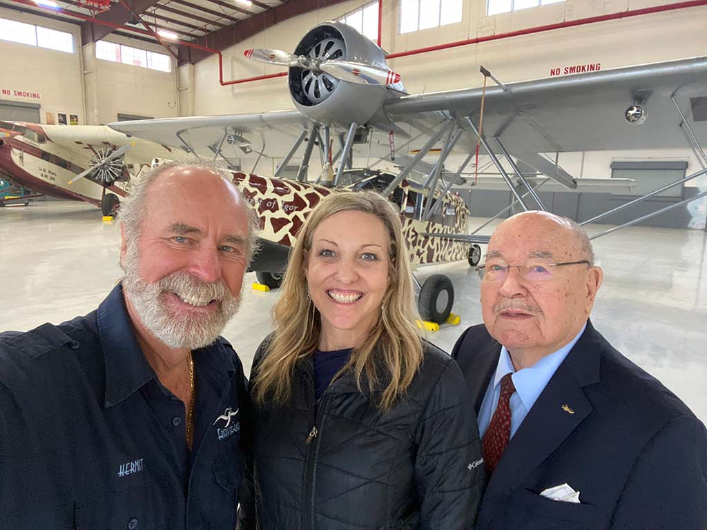 Kermit Weeks, Haley Jackson, Sergay Sikorsky in front of Explorers Air Yacht S-39 Image